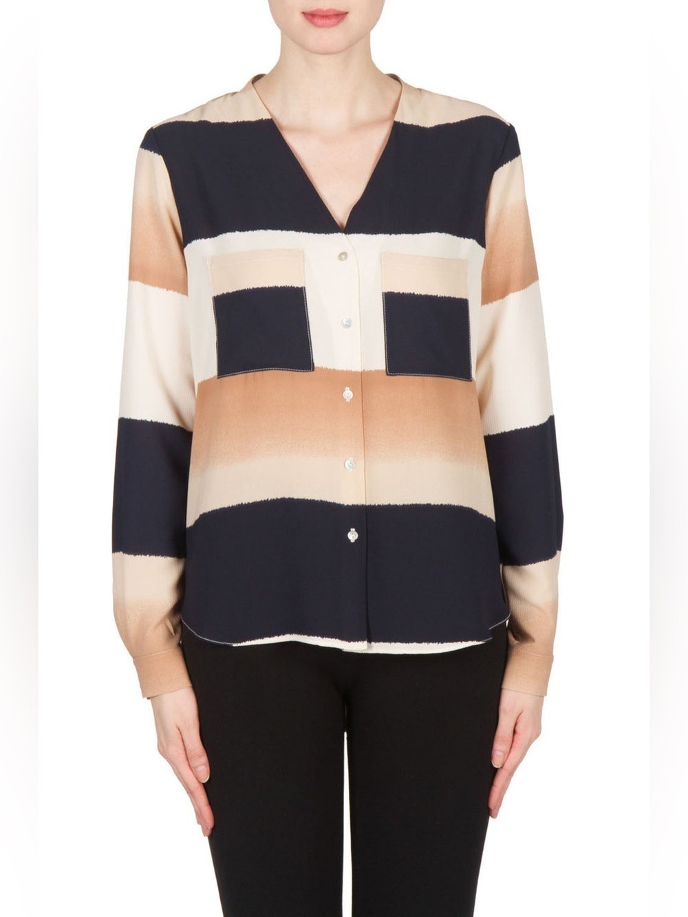 Joseph Ribkoff Navy/Beige/Off-White Blouse Style 173628 Size 10